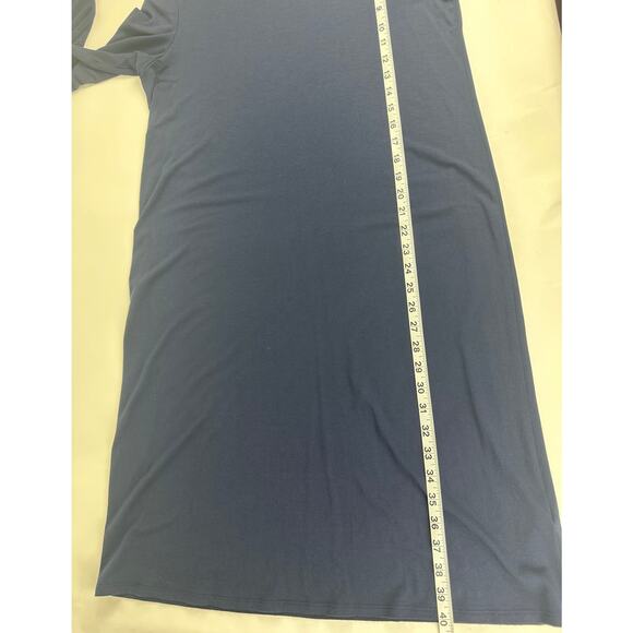 Eileen Fisher Medium Stretch Jersey Knit V-Neck Midi Dress Midnight Navy Blue - Picture 12 of 13